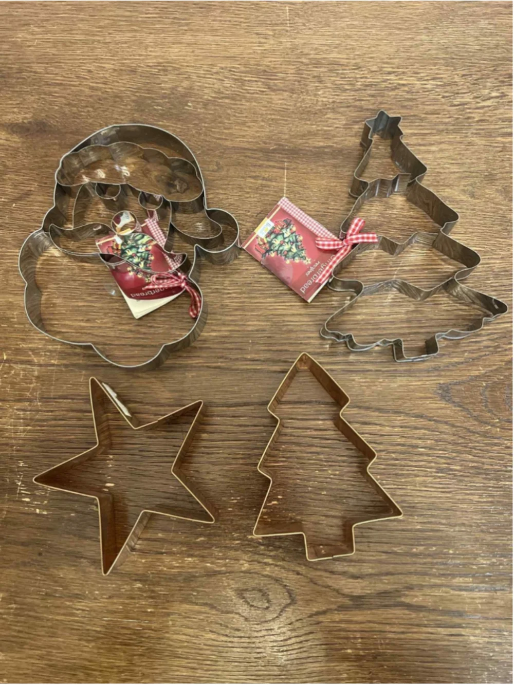 Set of 4 Christmas Cookie Cutters Santa Tree Copper Star Holiday Baking Decor